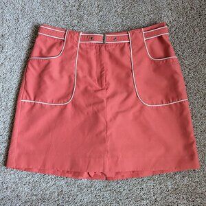 IZOD Golf Coral White Contrast Piping Belted Skirt/Skort